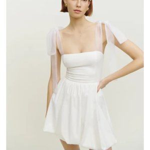 Reformation White Mini Dress with Sheer Tie Straps